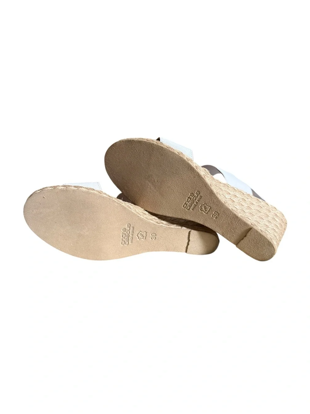 André Assous White Elastic Espadrille Wedge Sandals EU 39 US 9